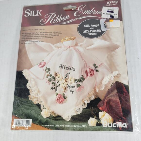 Vintage NIP Bucilla Floral Silk Ribbon "Alleluia" Angel Embroidery Kit 1995 - Picture 1 of 3